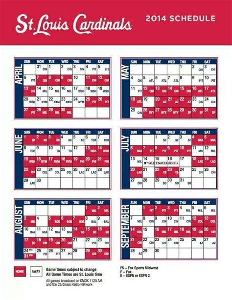 Cardinals Schedule 2022 Printable